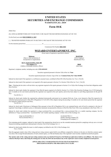 Miniature Prairie Operating 10-K Rapport annuel 2019