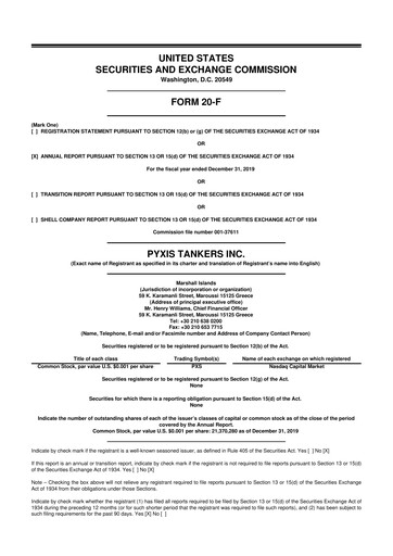 Thumbnail Pyxis Tankers 20-F Annual Report 2019
