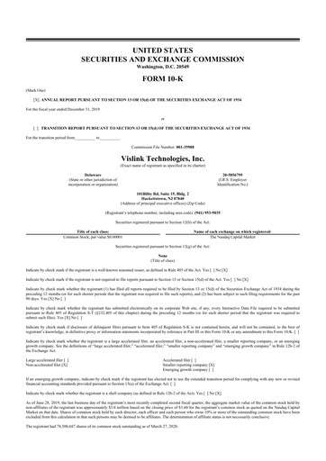 Thumbnail Vislink Technologies
 10-K Annual Report 2019