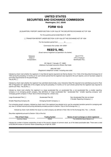 Thumbnail Reed's, Inc. 10-Q Quarterly Report FY2020 