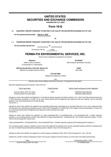 Miniature Perma-Fix Environmental Services 10-Q Rapport trimestriel 2020 