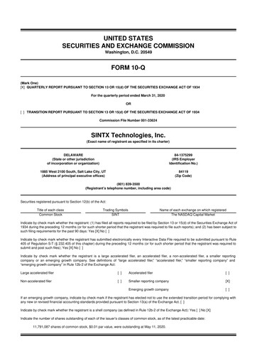 Thumbnail SINTX Technologies
 10-Q Quarterly Report FY2020 