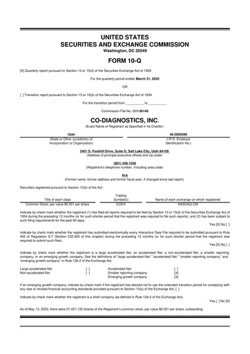 Thumbnail Co-Diagnostics
 10-Q Quarterly Report FY2020 