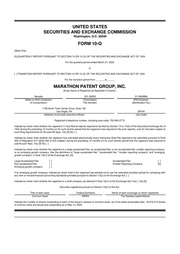 Vorschaubild MARA Holdings
 10-Q Quartalsbericht 2020 