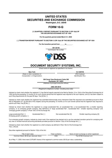 Thumbnail DSS, Inc. (Document Security Systems) 10-Q Quarterly Report FY2020 