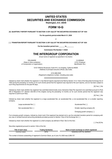 Thumbnail The InterGroup Corporation 10-Q Quarterly Report FY2020 