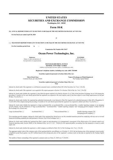 Thumbnail Ocean Power Technologies
 10-K Annual Report 2020