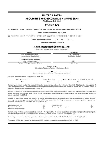Thumbnail Novo Integrated Sciences 10-Q Quarterly Report FY2020 