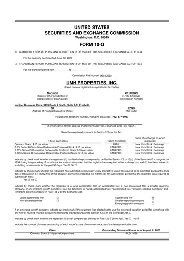 Thumbnail UMH Properties 10-Q Quarterly Report FY2020 