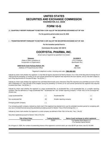 Thumbnail Cocrystal Pharma
 10-Q Quarterly Report FY2020 