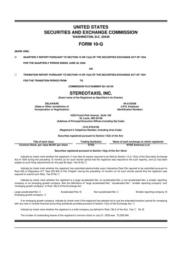 Vorschaubild Stereotaxis 10-Q Quartalsbericht 2020 