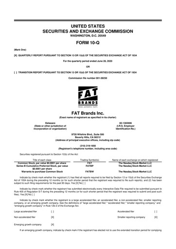 Miniature FAT Brands 10-Q Rapport trimestriel 2020 