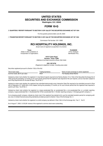 Thumbnail RCI Hospitality Holdings 10-Q Quarterly Report FY2020 