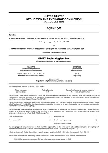 Thumbnail SINTX Technologies
 10-Q Quarterly Report FY2020 