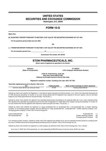 Vorschaubild Eton Pharmaceuticals 10-Q Quartalsbericht 2020 