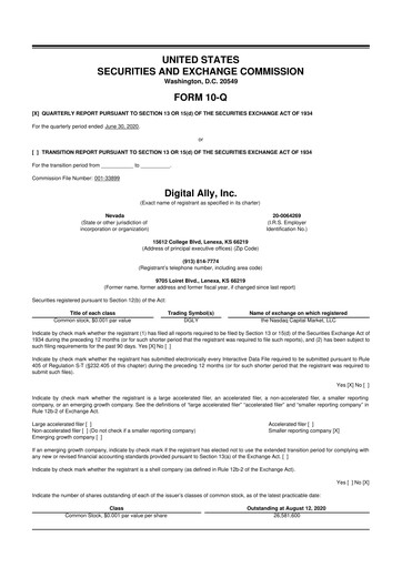 Thumbnail Digital Ally 10-Q Quarterly Report FY2020 