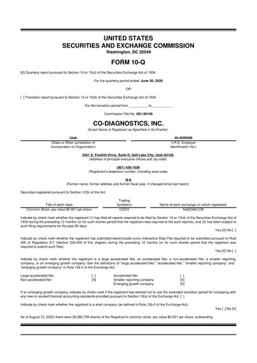 Thumbnail Co-Diagnostics
 10-Q Quarterly Report FY2020 