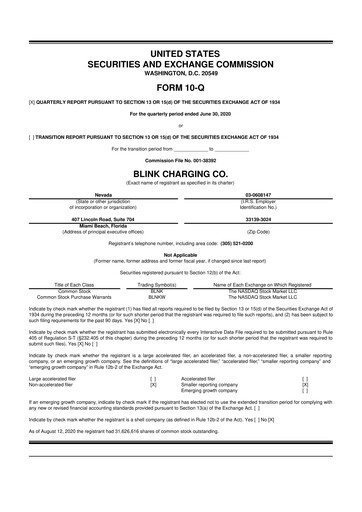 Miniature Blink Charging
 10-Q Rapport trimestriel 2020 