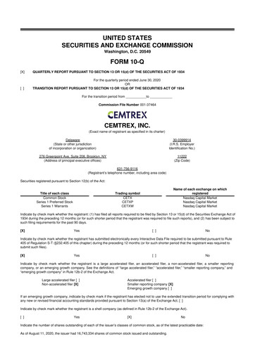 Thumbnail Cemtrex 10-Q Quarterly Report FY2020 