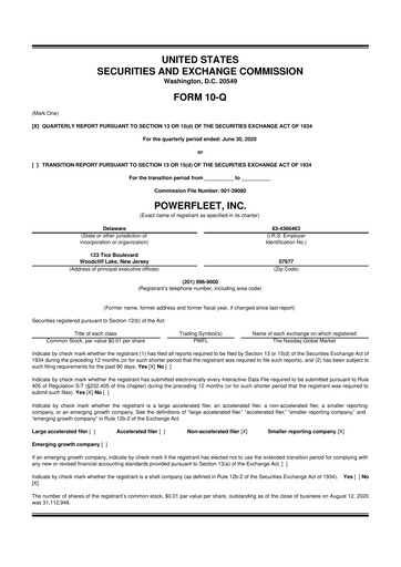 Thumbnail PowerFleet
 10-Q Quarterly Report FY2020 