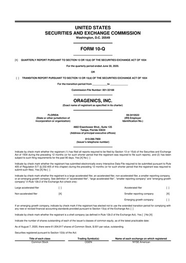 Thumbnail Oragenics 10-Q Quarterly Report FY2020 
