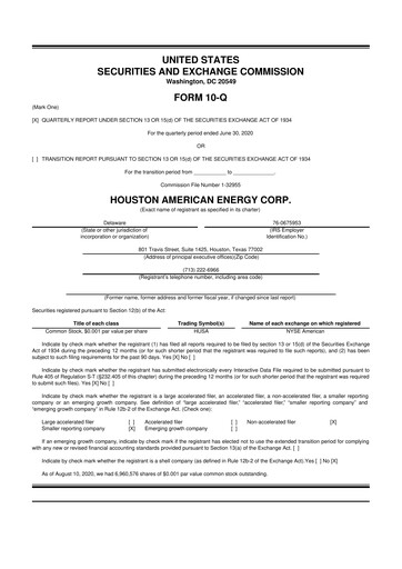 Thumbnail Houston American Energy 10-Q Quarterly Report FY2020 