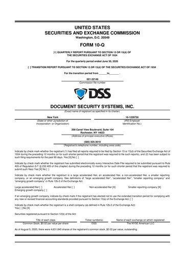Thumbnail DSS, Inc. (Document Security Systems) 10-Q Quarterly Report FY2020 