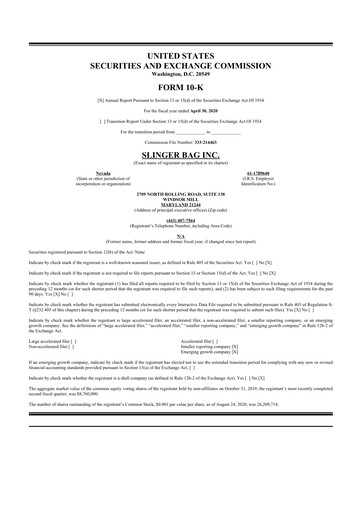 Thumbnail Connexa Sports Technologies 10-K Annual Report 2020