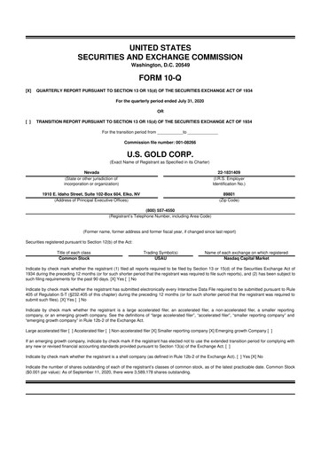 Thumbnail U.S. Gold Corp 10-Q Quarterly Report FY2020 