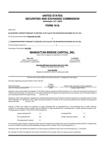 Vorschaubild Manhattan Bridge Capital
 10-Q Quartalsbericht 2020 