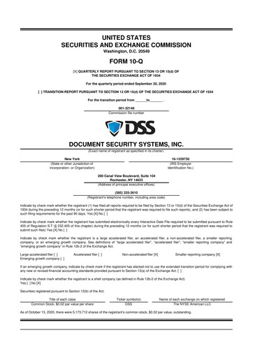 Thumbnail DSS, Inc. (Document Security Systems) 10-Q Quarterly Report FY2020 