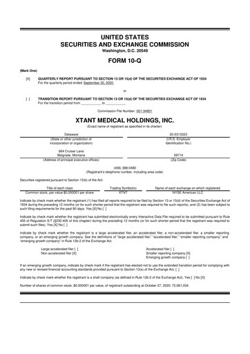 Thumbnail Xtant Medical 10-Q Quarterly Report FY2020 