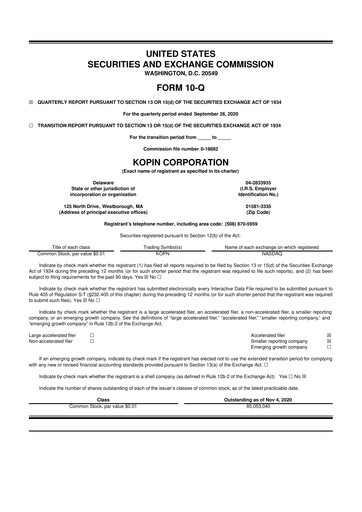Thumbnail Kopin Corporation
 10-Q Quarterly Report FY2020 