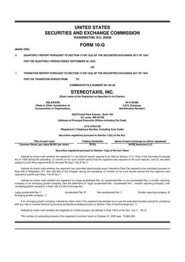 Vorschaubild Stereotaxis 10-Q Quartalsbericht 2020 