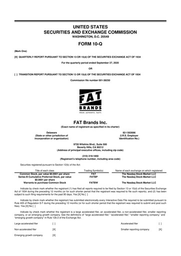 Miniature FAT Brands 10-Q Rapport trimestriel 2020 