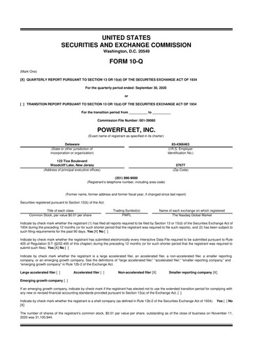 Thumbnail PowerFleet
 10-Q Quarterly Report FY2020 