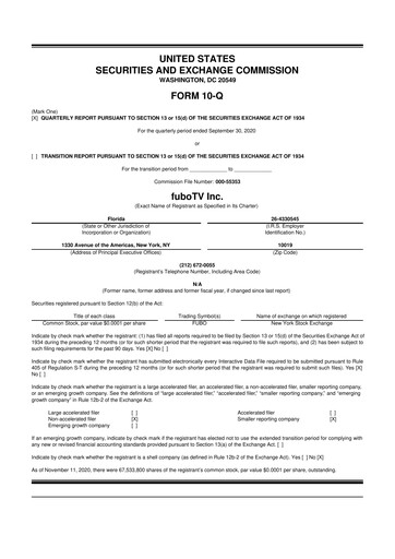 Thumbnail fuboTV 10-Q Quarterly Report FY2020 