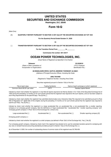 Thumbnail Ocean Power Technologies
 10-Q Quarterly Report FY2021 