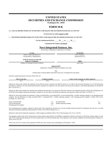 Thumbnail Novo Integrated Sciences 10-K Annual Report 2020