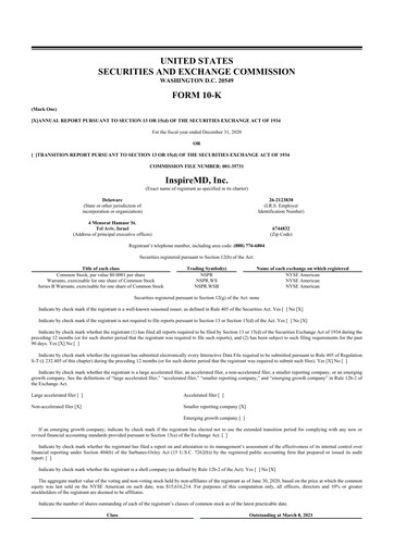 Thumbnail InspireMD 10-K Annual Report 2020