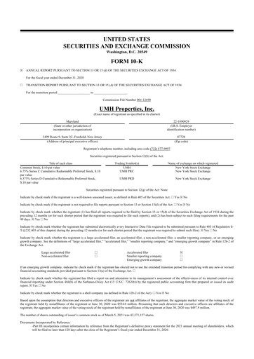 Thumbnail UMH Properties 10-K Annual Report 2020