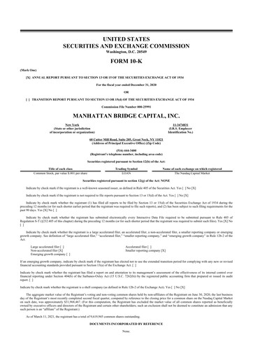 Thumbnail Manhattan Bridge Capital
 10-K Annual Report 2020