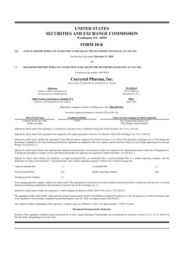Thumbnail Cocrystal Pharma
 10-K Annual Report 2020