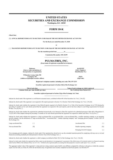 Thumbnail Pulmatrix 10-K Annual Report 2020