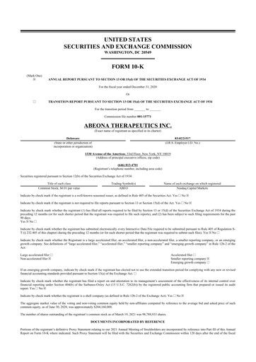 Thumbnail Abeona Therapeutics
 10-K Annual Report 2020