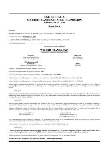 Miniature Prairie Operating 10-K Rapport annuel 2020