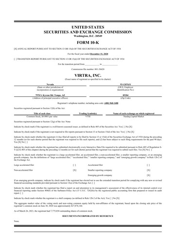 Thumbnail VirTra 10-K Annual Report 2020