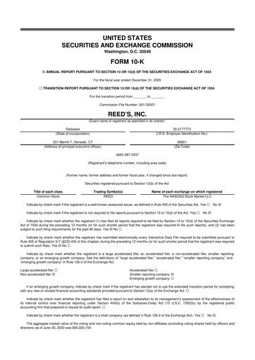 Thumbnail Reed's, Inc. 10-K Annual Report 2020