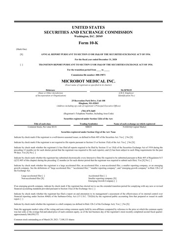 Thumbnail Microbot Medical
 10-K Annual Report 2020