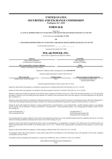 Thumbnail Polar Power
 10-K Annual Report 2020